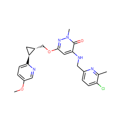 COc1ccc([C@H]2C[C@@H]2COc2cc(NCc3ccc(Cl)c(C)n3)c(=O)n(C)n2)nc1 ZINC000218353555