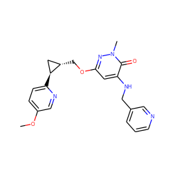 COc1ccc([C@H]2C[C@@H]2COc2cc(NCc3cccnc3)c(=O)n(C)n2)nc1 ZINC000218353453