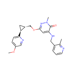 COc1ccc([C@H]2C[C@@H]2COc2cc(NCc3cccnc3C)c(=O)n(C)n2)nc1 ZINC000218526115