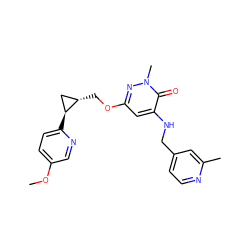 COc1ccc([C@H]2C[C@@H]2COc2cc(NCc3ccnc(C)c3)c(=O)n(C)n2)nc1 ZINC000218513605