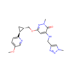 COc1ccc([C@H]2C[C@@H]2COc2cc(NCc3cn(C)nn3)c(=O)n(C)n2)nc1 ZINC001772621378