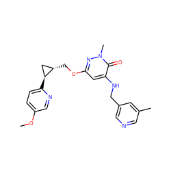 COc1ccc([C@H]2C[C@@H]2COc2cc(NCc3cncc(C)c3)c(=O)n(C)n2)nc1 ZINC000218526329