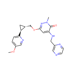 COc1ccc([C@H]2C[C@@H]2COc2cc(NCc3cnccn3)c(=O)n(C)n2)nc1 ZINC000218526224