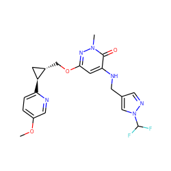 COc1ccc([C@H]2C[C@@H]2COc2cc(NCc3cnn(C(F)F)c3)c(=O)n(C)n2)nc1 ZINC000221925227