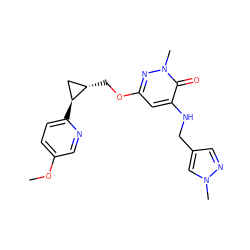 COc1ccc([C@H]2C[C@@H]2COc2cc(NCc3cnn(C)c3)c(=O)n(C)n2)nc1 ZINC000221926203