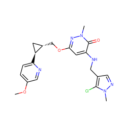 COc1ccc([C@H]2C[C@@H]2COc2cc(NCc3cnn(C)c3Cl)c(=O)n(C)n2)nc1 ZINC000218391075