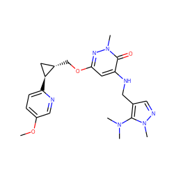 COc1ccc([C@H]2C[C@@H]2COc2cc(NCc3cnn(C)c3N(C)C)c(=O)n(C)n2)nc1 ZINC000218365446