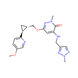 COc1ccc([C@H]2C[C@@H]2COc2cc(NCc3cnn(C)n3)c(=O)n(C)n2)nc1 ZINC001772635792