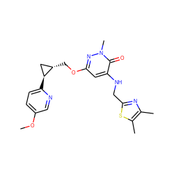 COc1ccc([C@H]2C[C@@H]2COc2cc(NCc3nc(C)c(C)s3)c(=O)n(C)n2)nc1 ZINC000221916039