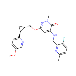 COc1ccc([C@H]2C[C@@H]2COc2cc(NCc3nc(C)ccc3F)c(=O)n(C)n2)nc1 ZINC000218538114