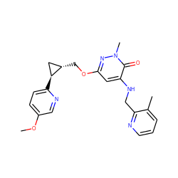 COc1ccc([C@H]2C[C@@H]2COc2cc(NCc3ncccc3C)c(=O)n(C)n2)nc1 ZINC000218538403