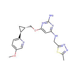 COc1ccc([C@H]2C[C@@H]2COc2cc(NCc3nnc(C)s3)nc(N)n2)nc1 ZINC000205837751