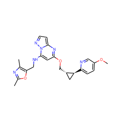 COc1ccc([C@H]2C[C@@H]2COc2cc(NCc3oc(C)nc3C)n3nccc3n2)nc1 ZINC000148599110