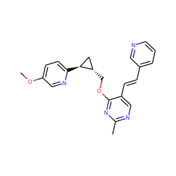 COc1ccc([C@H]2C[C@@H]2COc2nc(C)ncc2/C=C/c2cccnc2)nc1 ZINC000149557562