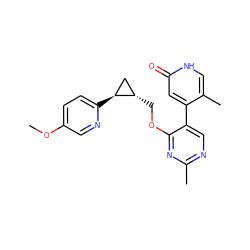 COc1ccc([C@H]2C[C@@H]2COc2nc(C)ncc2-c2cc(=O)[nH]cc2C)nc1 ZINC000209442284