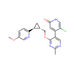 COc1ccc([C@H]2C[C@@H]2COc2nc(C)ncc2-c2cc(=O)[nH]cc2Cl)nc1 ZINC000209439618