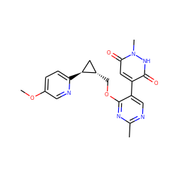 COc1ccc([C@H]2C[C@@H]2COc2nc(C)ncc2-c2cc(=O)n(C)[nH]c2=O)nc1 ZINC000209436522