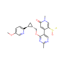 COc1ccc([C@H]2C[C@@H]2COc2nc(C)ncc2-c2cc(=O)n(C)cc2[S@+](C)[O-])nc1 ZINC001772634092