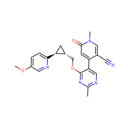 COc1ccc([C@H]2C[C@@H]2COc2nc(C)ncc2-c2cc(=O)n(C)cc2C#N)nc1 ZINC000209437308