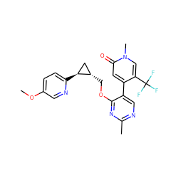 COc1ccc([C@H]2C[C@@H]2COc2nc(C)ncc2-c2cc(=O)n(C)cc2C(F)(F)F)nc1 ZINC000209437452