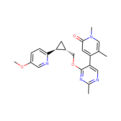 COc1ccc([C@H]2C[C@@H]2COc2nc(C)ncc2-c2cc(=O)n(C)cc2C)nc1 ZINC000209440759