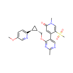 COc1ccc([C@H]2C[C@@H]2COc2nc(C)ncc2-c2cc(=O)n(C)cc2S(C)(=O)=O)nc1 ZINC000209429265