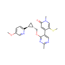 COc1ccc([C@H]2C[C@@H]2COc2nc(C)ncc2-c2cc(=O)n(C)cc2SC)nc1 ZINC000209437258