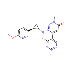 COc1ccc([C@H]2C[C@@H]2COc2nc(C)ncc2-c2cc(=O)n(C)cn2)nc1 ZINC000209436384