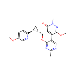 COc1ccc([C@H]2C[C@@H]2COc2nc(C)ncc2-c2cc(=O)n(C)nc2OC)nc1 ZINC000209436567