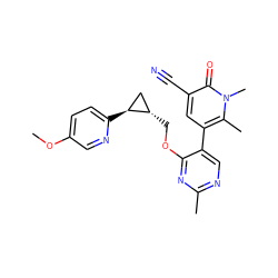 COc1ccc([C@H]2C[C@@H]2COc2nc(C)ncc2-c2cc(C#N)c(=O)n(C)c2C)nc1 ZINC000222634157