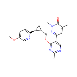 COc1ccc([C@H]2C[C@@H]2COc2nc(C)ncc2-c2cc(C)c(=O)n(C)n2)nc1 ZINC000209443551