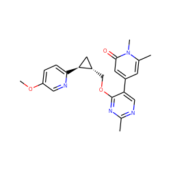 COc1ccc([C@H]2C[C@@H]2COc2nc(C)ncc2-c2cc(C)n(C)c(=O)c2)nc1 ZINC000209439496