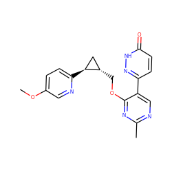 COc1ccc([C@H]2C[C@@H]2COc2nc(C)ncc2-c2ccc(=O)[nH]n2)nc1 ZINC000209424986