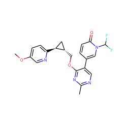 COc1ccc([C@H]2C[C@@H]2COc2nc(C)ncc2-c2ccc(=O)n(C(F)F)c2)nc1 ZINC000209432562