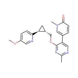 COc1ccc([C@H]2C[C@@H]2COc2nc(C)ncc2-c2ccc(=O)n(C)c2)nc1 ZINC000222633962