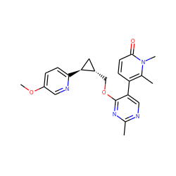 COc1ccc([C@H]2C[C@@H]2COc2nc(C)ncc2-c2ccc(=O)n(C)c2C)nc1 ZINC000222630018