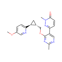 COc1ccc([C@H]2C[C@@H]2COc2nc(C)ncc2-c2ccc(=O)n(C)n2)nc1 ZINC000209443697