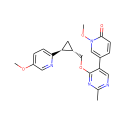 COc1ccc([C@H]2C[C@@H]2COc2nc(C)ncc2-c2ccc(=O)n(OC)c2)nc1 ZINC000209432518