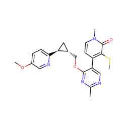 COc1ccc([C@H]2C[C@@H]2COc2nc(C)ncc2-c2ccn(C)c(=O)c2SC)nc1 ZINC000209427340