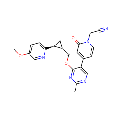 COc1ccc([C@H]2C[C@@H]2COc2nc(C)ncc2-c2ccn(CC#N)c(=O)c2)nc1 ZINC000209428207