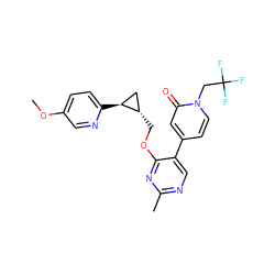 COc1ccc([C@H]2C[C@@H]2COc2nc(C)ncc2-c2ccn(CC(F)(F)F)c(=O)c2)nc1 ZINC000209426345