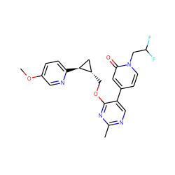 COc1ccc([C@H]2C[C@@H]2COc2nc(C)ncc2-c2ccn(CC(F)F)c(=O)c2)nc1 ZINC001772604007