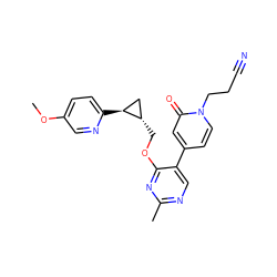 COc1ccc([C@H]2C[C@@H]2COc2nc(C)ncc2-c2ccn(CCC#N)c(=O)c2)nc1 ZINC000209428168