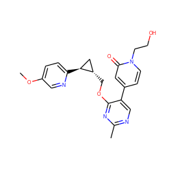 COc1ccc([C@H]2C[C@@H]2COc2nc(C)ncc2-c2ccn(CCO)c(=O)c2)nc1 ZINC000222636375