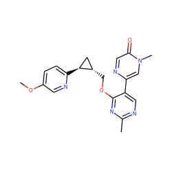 COc1ccc([C@H]2C[C@@H]2COc2nc(C)ncc2-c2cn(C)c(=O)cn2)nc1 ZINC000222636540