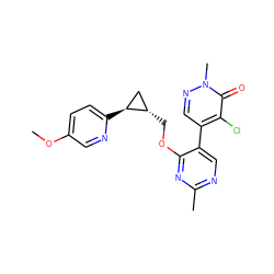 COc1ccc([C@H]2C[C@@H]2COc2nc(C)ncc2-c2cnn(C)c(=O)c2Cl)nc1 ZINC000209437500