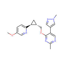 COc1ccc([C@H]2C[C@@H]2COc2nc(C)ncc2-c2cnn(C)c2)nc1 ZINC000149616716