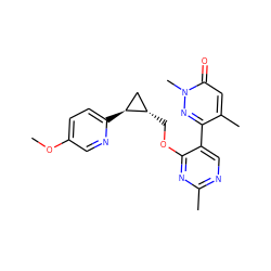 COc1ccc([C@H]2C[C@@H]2COc2nc(C)ncc2-c2nn(C)c(=O)cc2C)nc1 ZINC000209443506