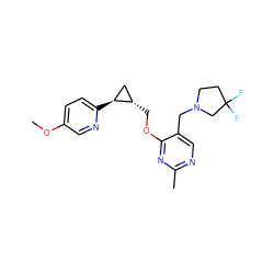 COc1ccc([C@H]2C[C@@H]2COc2nc(C)ncc2CN2CCC(F)(F)C2)nc1 ZINC000149501013