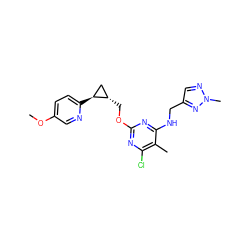 COc1ccc([C@H]2C[C@@H]2COc2nc(Cl)c(C)c(NCc3cnn(C)n3)n2)nc1 ZINC000114813294